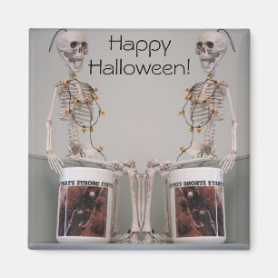 Halloween Skeleton Duo Strong Coffee Designed Magnet