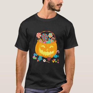 Halloween Skeleton Eats Candy Funny Boys Girls Kid T-Shirt