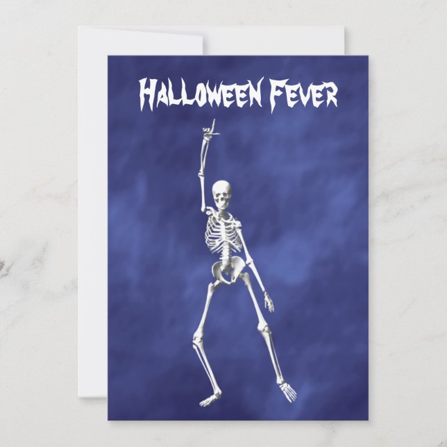 Halloween Skeleton Fever Invitation on Purple Haze (Front)