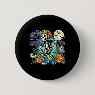 Halloween Skeleton Field Hockey 2 Inch Round Button