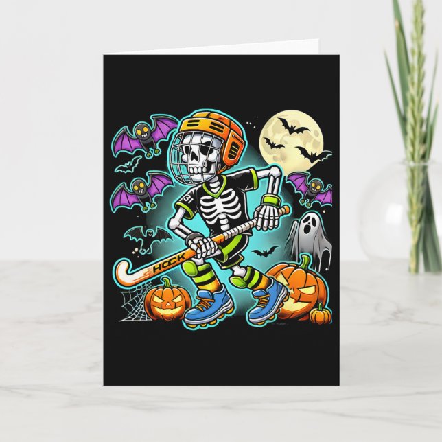 Halloween Skeleton Field Hockey  Card (Front)