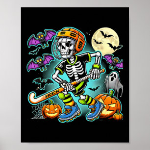 Halloween Skeleton Field Hockey Poster