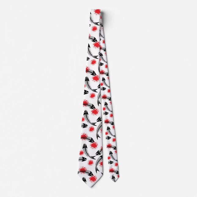 halloween skeleton fish tie (Front)