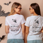 Halloween Skeleton Flamingo Bachelorette T-shirt<br><div class="desc">This witch of honor bachelorette party t-shirt features a spooky Halloween design with complimenting rainbow script font. This is the perfect compliment to a Halloween witch-themed bachelorette party,  see the shop for matching witch bachelorette items and supreme witch t-shirts.</div>