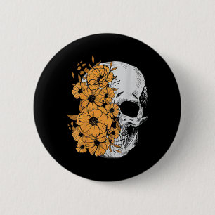 Halloween Skeleton Flower Mens Women Skull 2 Inch Round Button