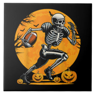 Halloween Skeleton Football Player Running Tile