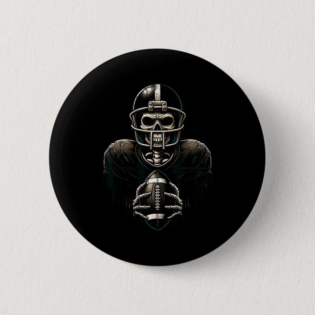 Halloween Skeleton Football Player Soky Srts Graph 2 Inch Round Button (Front)