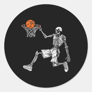 Halloween skeleton Fun basketball team player Slam Classic Round Sticker