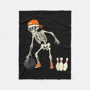 Halloween Skeleton Funny Bowling Lovers For Teens Fleece Blanket