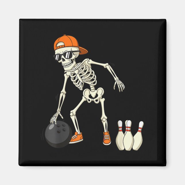 Halloween Skeleton Funny Bowling Lovers For Teens  Magnet (Front)