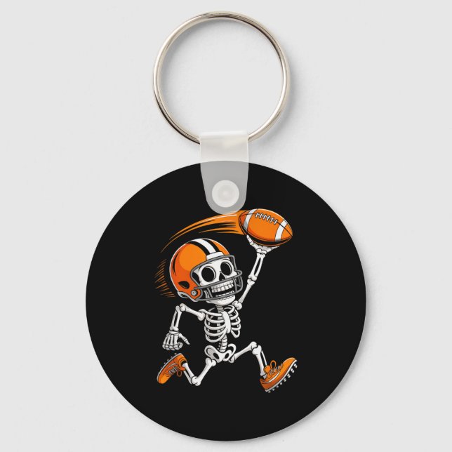 Halloween Skeleton Funny Football Shirt For Teens  Keychain (Front)