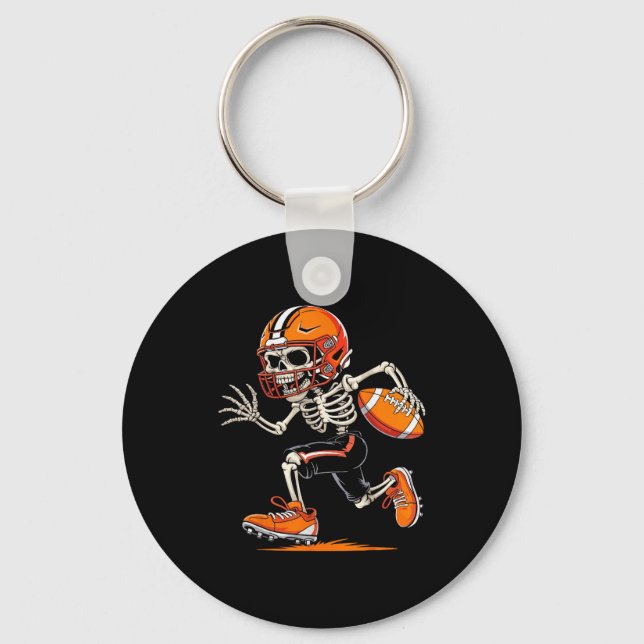 Halloween Skeleton Funny Football Shirt For Teens  Keychain (Front)
