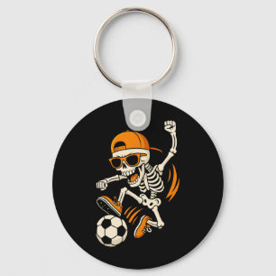 Halloween Skeleton Funny Soccer Shirt For Boys Men Keychain