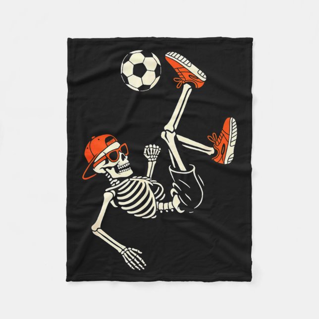 Halloween Skeleton Funny Soccer Shirt For Teens Bo Fleece Blanket (Front)