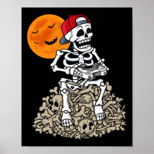 Halloween Skeleton Gamer Boys Kids Teens Gaming 1 Poster