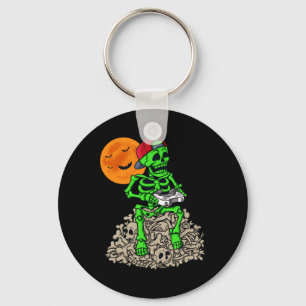 Halloween Skeleton Gamer Boys Kids Teens Gaming Keychain