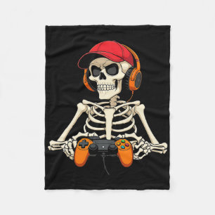 Halloween Skeleton Gamer Funny Video Gaming Boys M Fleece Blanket