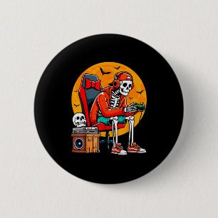 Halloween Skeleton Gamer Funny Video Gaming Hallow 2 Inch Round Button