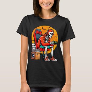 Halloween Skeleton Gamer Funny Video Gaming Hallow T-Shirt