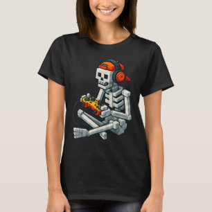 Halloween Skeleton Gamer Pixel Video Gaming Boys M T-Shirt