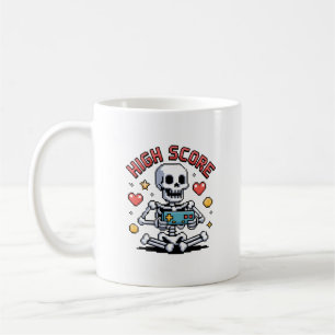 Halloween Skeleton Gamer Pixel Video Gaming Coffee Mug