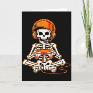 Halloween Skeleton Gamer Video Gaming Boys Men Kid Card