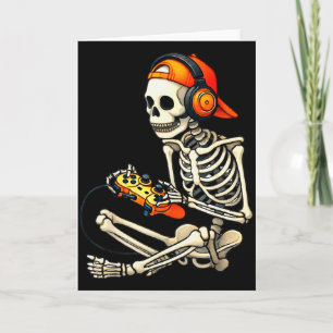 Halloween Skeleton Gamer Video Gaming Boys Men Kid Card