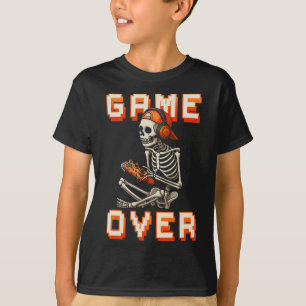 Halloween Skeleton Gamer Video Gaming Boys Men Kid T-Shirt