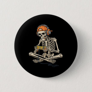 Halloween Skeleton Gamer Video Gaming Funny Gaming 2 Inch Round Button
