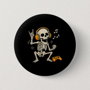 Halloween Skeleton Gamer Video Gaming Funny Skelet 2 Inch Round Button