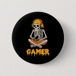 Halloween Skeleton Gamer Video Gaming Funny Skelet 2 Inch Round Button