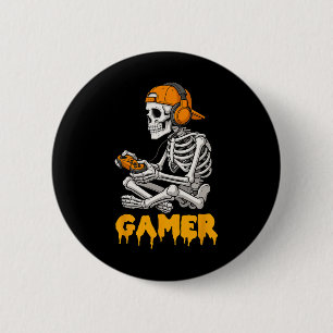 Halloween Skeleton Gamer Video Gaming Funny Skelet 2 Inch Round Button