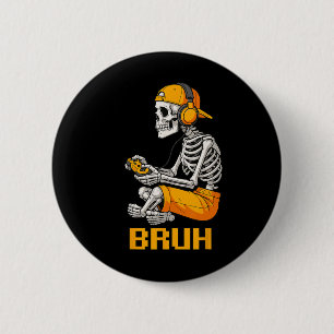 Halloween Skeleton Gamer Video Gaming Funny Skelet 2 Inch Round Button