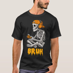 Halloween Skeleton Gamer Video Gaming Funny Skelet T-Shirt
