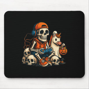 Halloween Skeleton Gamer Video Gaming Ghost Hallow Mouse Pad