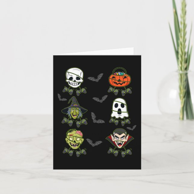Halloween Skeleton Gaming Witch Vampire Zombie Boy Card (Front)