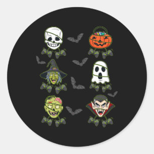 Halloween Skeleton Gaming Witch Vampire Zombie Boy Classic Round Sticker