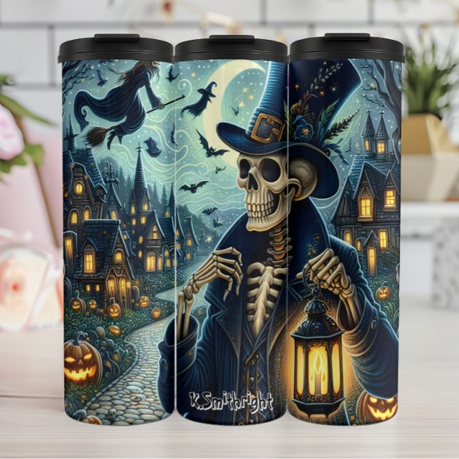 Halloween Skeleton Gentleman with Lantern Thermal Tumbler (Creator Uploaded)