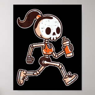 Halloween Skeleton Girl Running Costume Women Girl Poster