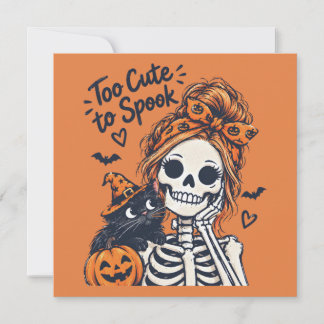 Halloween Skeleton Girl Too Cute To Spook Holiday Card