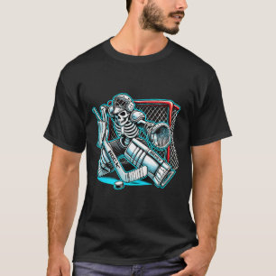 Halloween Skeleton Goalie Hockey  T-Shirt