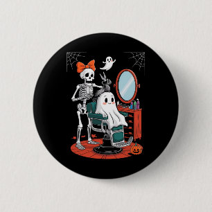 Halloween Skeleton Hairdresser Hairstylist  2 Inch Round Button