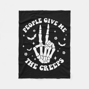 Halloween Skeleton Hand People Give Me The Creeps  Fleece Blanket