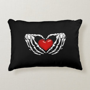 Halloween Skeleton Hands Around Heart Accent Pillow