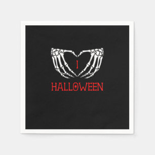 Halloween Skeleton Hands Forming Heart Gothic Napkin