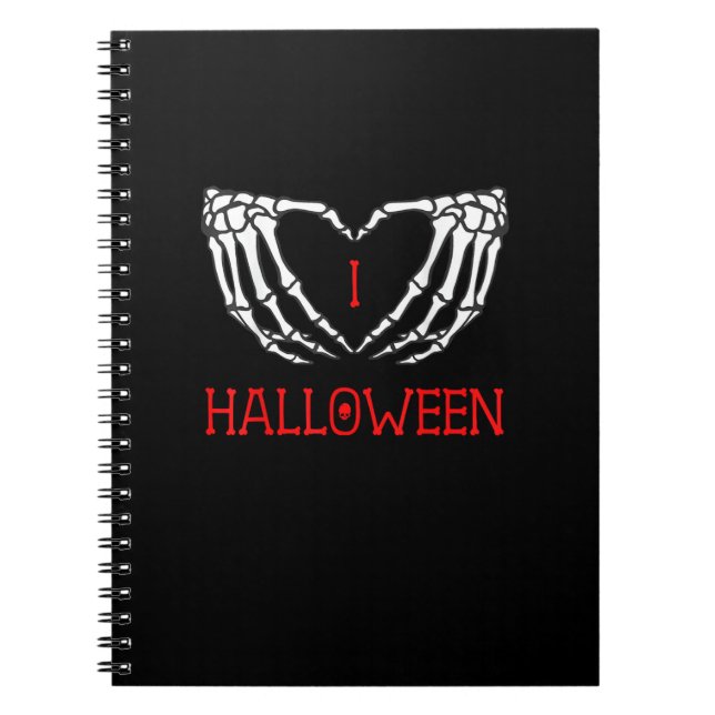 Halloween Skeleton Hands Forming Heart Gothic Notebook (Front)