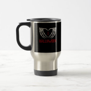 Halloween Skeleton Hands Forming Heart Gothic Travel Mug
