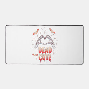 halloween Skeleton Hands Heart, Bats & Blood Desk Mat