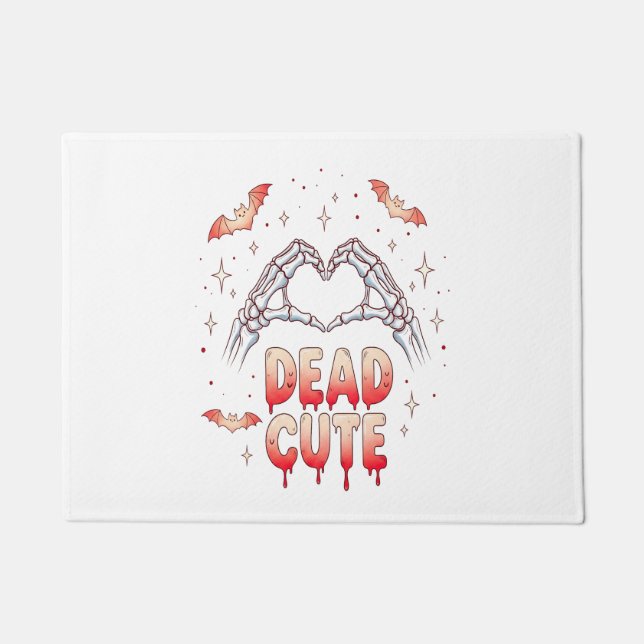 halloween Skeleton Hands Heart, Bats & Blood Doormat (Front)