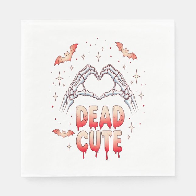 halloween Skeleton Hands Heart, Bats & Blood Napkin (Front)